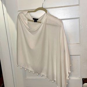 Cynthia Rowley white Pom-Pom wrap, shawl